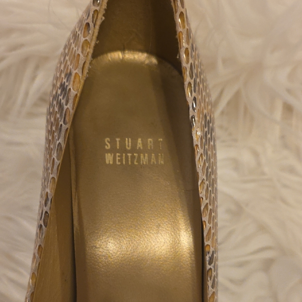 Stuart Weitzman Snakeskin Peep-Toe Heels - Picture 4 of 9